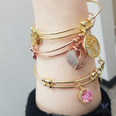 Stipple Finish Brass Om Angelica Bangle Bracelet, 7.25" fine designer jewelry for men and women